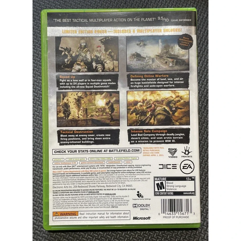 Battlefield Bad Company 2 Limited Edition Xbox 360 - CIB